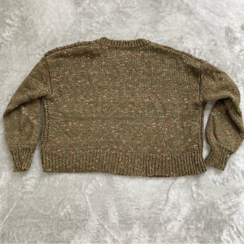 Jolt Green Orange Fall Crop Knitted Woven Pullover Sweater Size Small - Picture 5 of 9